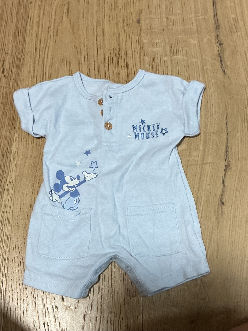Mickey Mouse Light Blue Baby One-Piece Romper